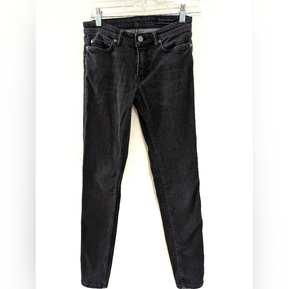All Saints Mast Skinny Jeans Black 26‎ Moto